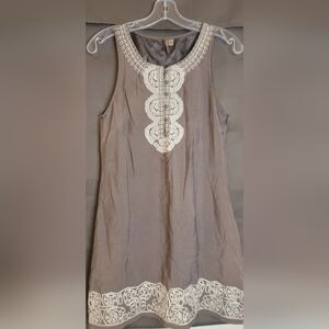 The Clothing Company Gray Viscose Embroidered Boho Dress Sz Small